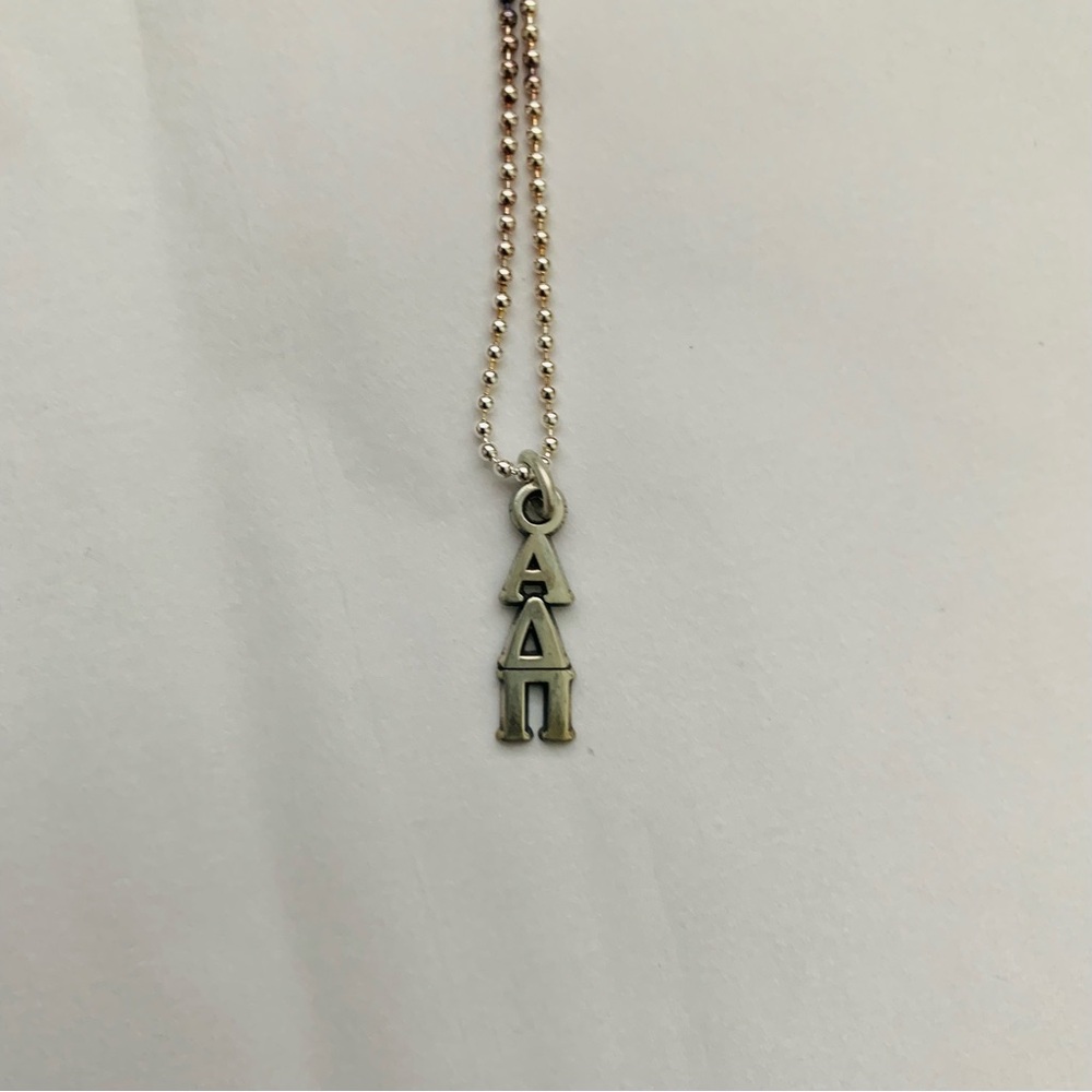 STERLING SORORITY Alpha Delta Pi Vertical Silver Necklace ADPI NIB VINTAGE - Picture 7 of 15